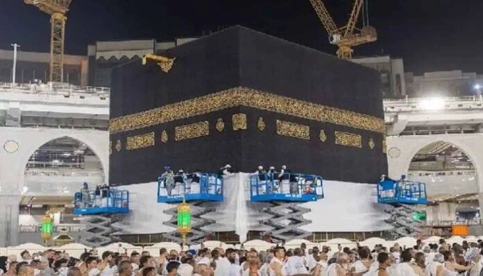 On the arrival of Hajj the cover of the Kaaba was Raised 3 Meters
